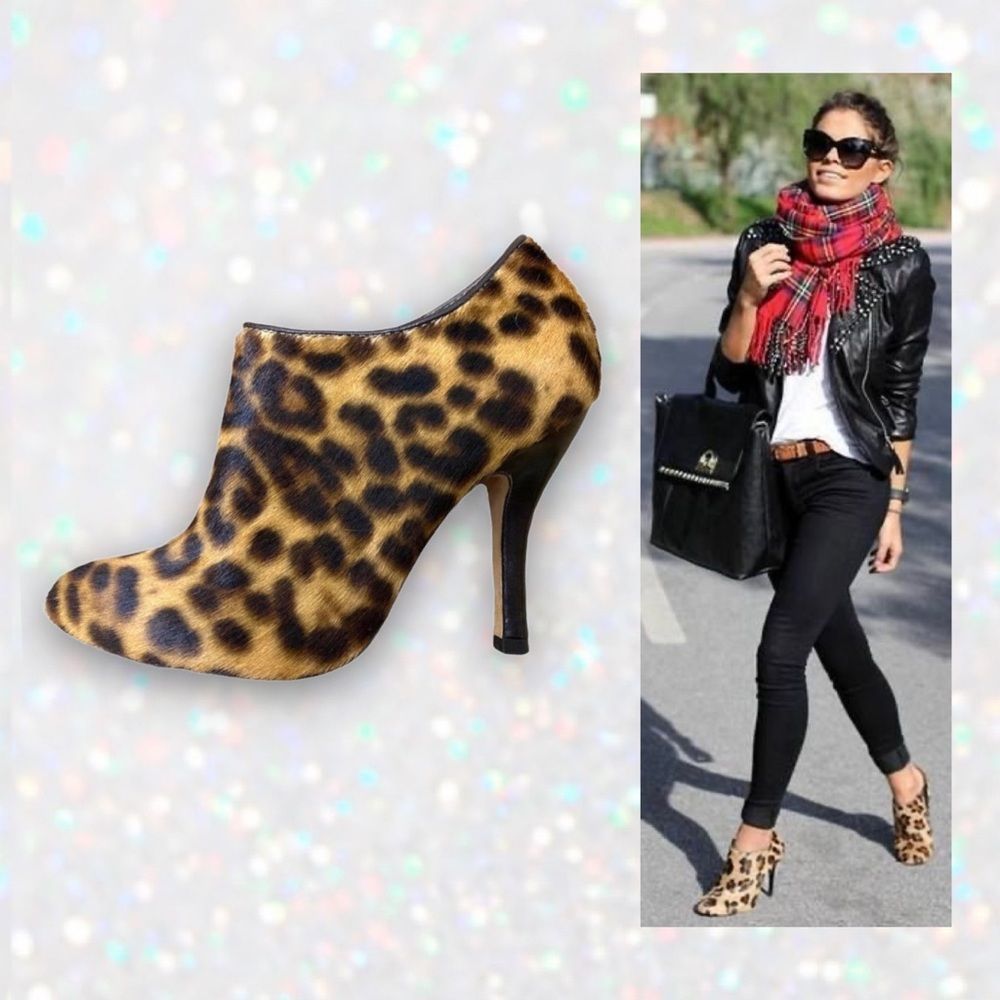 Isola Leopard Print Pony Hair Booties